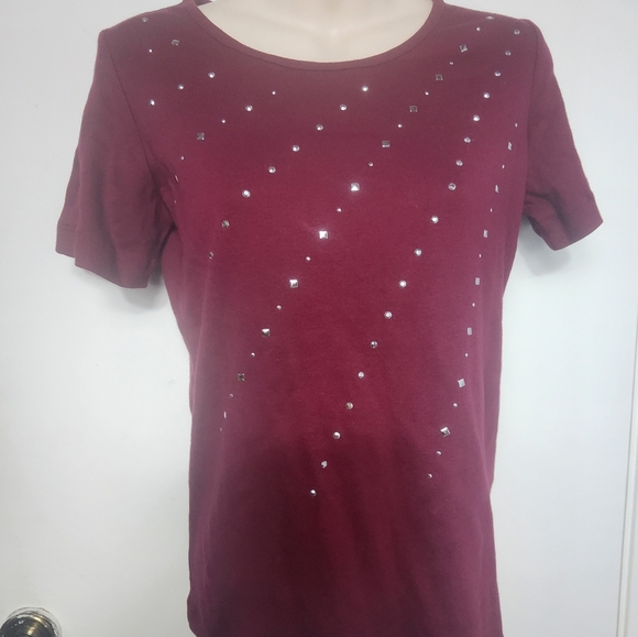 Karen Scott Burgundy Shirt - Picture 1 of 8